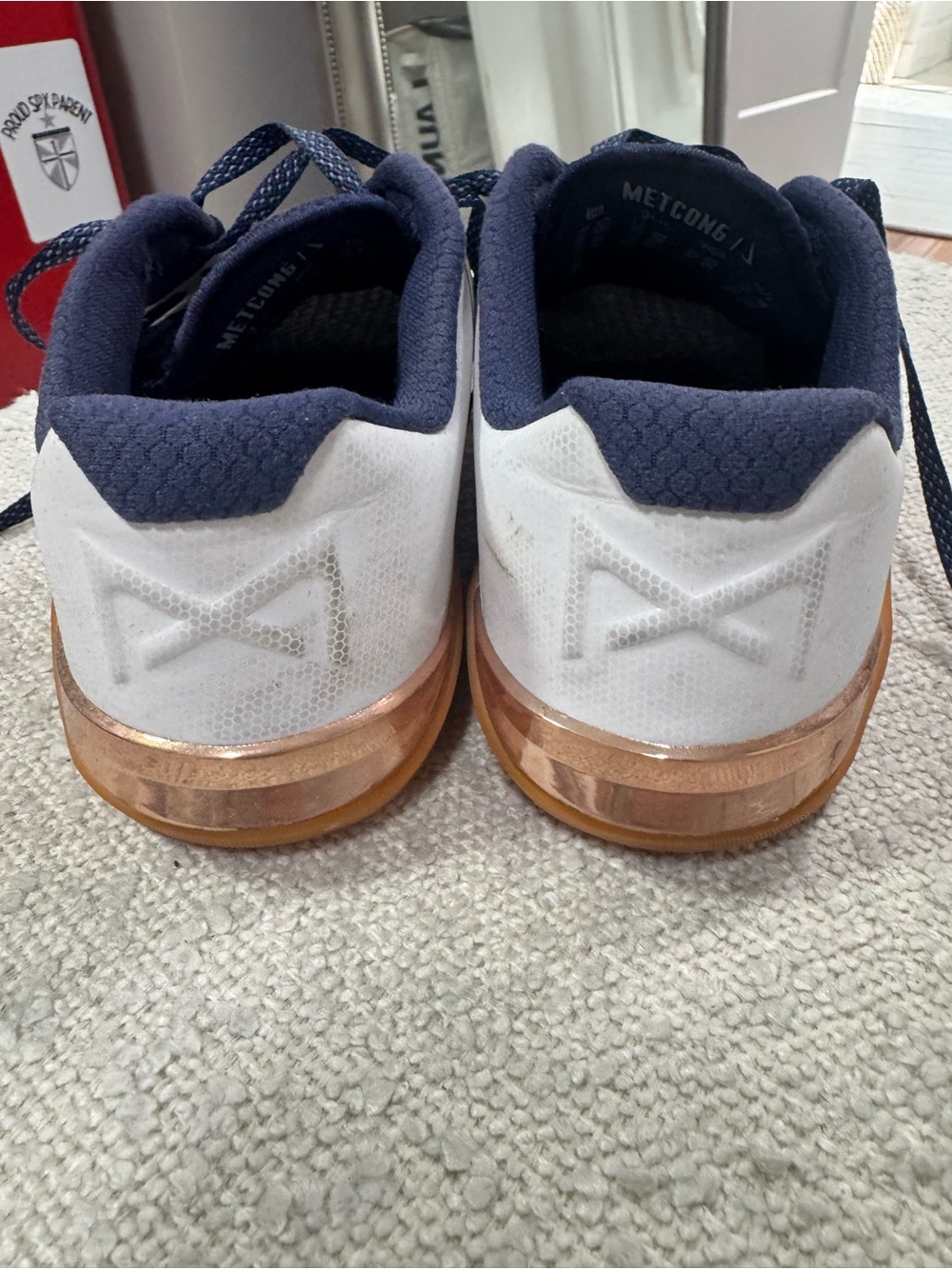 Nike Metcon 6 Training Shoes White/Navy Gum Sole | Women’s Size 8.5 - Picture 9 of 12